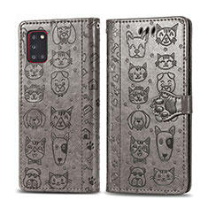 Coque Portefeuille Motif Fantaisie Livre Cuir Etui Clapet S03D pour Samsung Galaxy A31 Gris