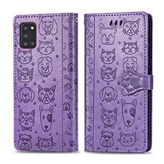 Coque Portefeuille Motif Fantaisie Livre Cuir Etui Clapet S03D pour Samsung Galaxy A31 Violet