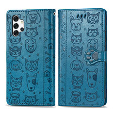 Coque Portefeuille Motif Fantaisie Livre Cuir Etui Clapet S03D pour Samsung Galaxy A32 4G Bleu