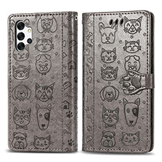 Coque Portefeuille Motif Fantaisie Livre Cuir Etui Clapet S03D pour Samsung Galaxy A32 4G Gris