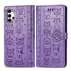 Coque Portefeuille Motif Fantaisie Livre Cuir Etui Clapet S03D pour Samsung Galaxy A32 4G Violet