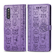 Coque Portefeuille Motif Fantaisie Livre Cuir Etui Clapet S03D pour Samsung Galaxy A41 SC-41A Violet