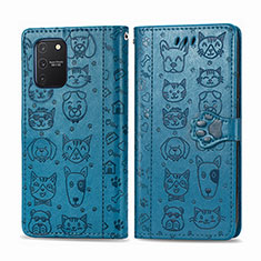 Coque Portefeuille Motif Fantaisie Livre Cuir Etui Clapet S03D pour Samsung Galaxy A91 Bleu