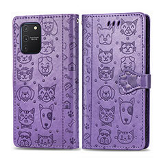 Coque Portefeuille Motif Fantaisie Livre Cuir Etui Clapet S03D pour Samsung Galaxy A91 Violet