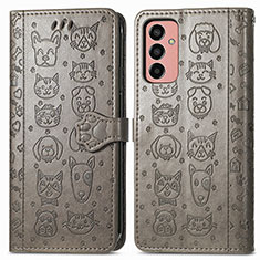 Coque Portefeuille Motif Fantaisie Livre Cuir Etui Clapet S03D pour Samsung Galaxy F13 4G Gris