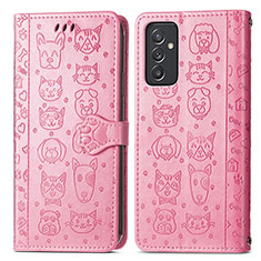 Coque Portefeuille Motif Fantaisie Livre Cuir Etui Clapet S03D pour Samsung Galaxy F34 5G Or Rose