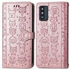 Coque Portefeuille Motif Fantaisie Livre Cuir Etui Clapet S03D pour Samsung Galaxy F52 5G Rose