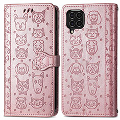 Coque Portefeuille Motif Fantaisie Livre Cuir Etui Clapet S03D pour Samsung Galaxy F62 5G Rose