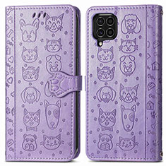 Coque Portefeuille Motif Fantaisie Livre Cuir Etui Clapet S03D pour Samsung Galaxy F62 5G Violet