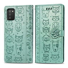 Coque Portefeuille Motif Fantaisie Livre Cuir Etui Clapet S03D pour Samsung Galaxy M02s Vert