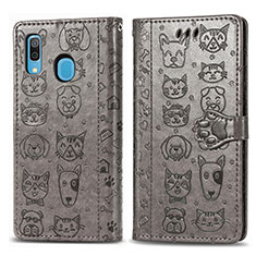 Coque Portefeuille Motif Fantaisie Livre Cuir Etui Clapet S03D pour Samsung Galaxy M10S Gris