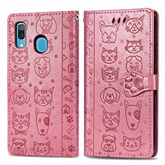 Coque Portefeuille Motif Fantaisie Livre Cuir Etui Clapet S03D pour Samsung Galaxy M10S Or Rose