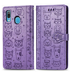 Coque Portefeuille Motif Fantaisie Livre Cuir Etui Clapet S03D pour Samsung Galaxy M10S Violet