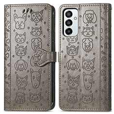 Coque Portefeuille Motif Fantaisie Livre Cuir Etui Clapet S03D pour Samsung Galaxy M23 5G Gris