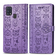 Coque Portefeuille Motif Fantaisie Livre Cuir Etui Clapet S03D pour Samsung Galaxy M31 Violet