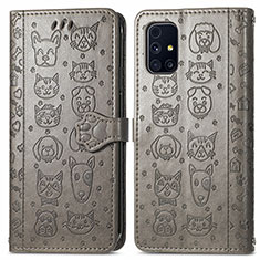 Coque Portefeuille Motif Fantaisie Livre Cuir Etui Clapet S03D pour Samsung Galaxy M31s Gris