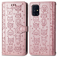 Coque Portefeuille Motif Fantaisie Livre Cuir Etui Clapet S03D pour Samsung Galaxy M31s Rose