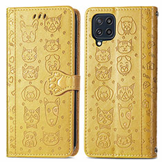 Coque Portefeuille Motif Fantaisie Livre Cuir Etui Clapet S03D pour Samsung Galaxy M32 4G Jaune