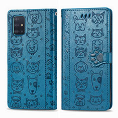 Coque Portefeuille Motif Fantaisie Livre Cuir Etui Clapet S03D pour Samsung Galaxy M40S Bleu