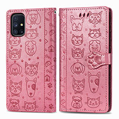 Coque Portefeuille Motif Fantaisie Livre Cuir Etui Clapet S03D pour Samsung Galaxy M51 Or Rose