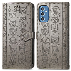 Coque Portefeuille Motif Fantaisie Livre Cuir Etui Clapet S03D pour Samsung Galaxy M52 5G Gris