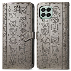 Coque Portefeuille Motif Fantaisie Livre Cuir Etui Clapet S03D pour Samsung Galaxy M53 5G Gris