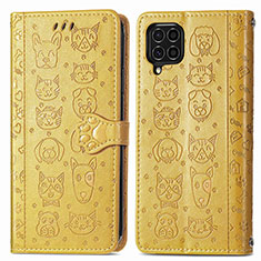 Coque Portefeuille Motif Fantaisie Livre Cuir Etui Clapet S03D pour Samsung Galaxy M62 4G Jaune