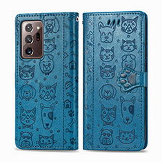 Coque Portefeuille Motif Fantaisie Livre Cuir Etui Clapet S03D pour Samsung Galaxy Note 20 Ultra 5G Bleu