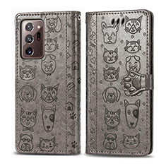 Coque Portefeuille Motif Fantaisie Livre Cuir Etui Clapet S03D pour Samsung Galaxy Note 20 Ultra 5G Gris