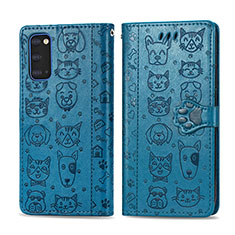 Coque Portefeuille Motif Fantaisie Livre Cuir Etui Clapet S03D pour Samsung Galaxy S20 5G Bleu