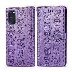 Coque Portefeuille Motif Fantaisie Livre Cuir Etui Clapet S03D pour Samsung Galaxy S20 5G Violet