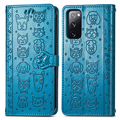 Coque Portefeuille Motif Fantaisie Livre Cuir Etui Clapet S03D pour Samsung Galaxy S20 FE 4G Bleu