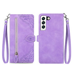 Coque Portefeuille Motif Fantaisie Livre Cuir Etui Clapet S03D pour Samsung Galaxy S21 5G Violet