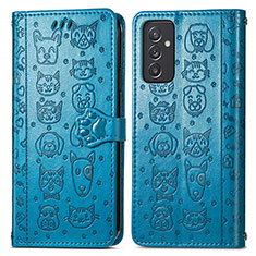 Coque Portefeuille Motif Fantaisie Livre Cuir Etui Clapet S03D pour Samsung Galaxy S23 FE 5G Bleu