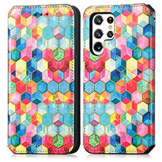 Coque Portefeuille Motif Fantaisie Livre Cuir Etui Clapet S03D pour Samsung Galaxy S23 Ultra 5G Colorful