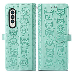 Coque Portefeuille Motif Fantaisie Livre Cuir Etui Clapet S03D pour Samsung Galaxy Z Fold3 5G Vert