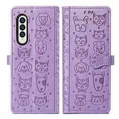 Coque Portefeuille Motif Fantaisie Livre Cuir Etui Clapet S03D pour Samsung Galaxy Z Fold4 5G Violet