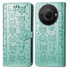 Coque Portefeuille Motif Fantaisie Livre Cuir Etui Clapet S03D pour Sharp Aquos R8 Pro Vert