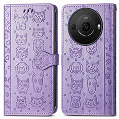 Coque Portefeuille Motif Fantaisie Livre Cuir Etui Clapet S03D pour Sharp Aquos R8 Pro Violet