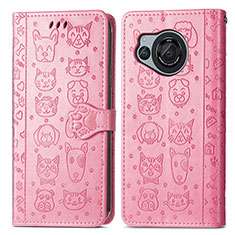 Coque Portefeuille Motif Fantaisie Livre Cuir Etui Clapet S03D pour Sharp Aquos R8 Rose