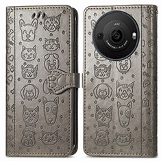 Coque Portefeuille Motif Fantaisie Livre Cuir Etui Clapet S03D pour Sharp Aquos R8s Pro Gris