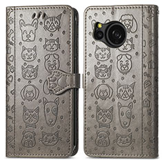 Coque Portefeuille Motif Fantaisie Livre Cuir Etui Clapet S03D pour Sharp Aquos Sense8 Gris