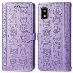 Coque Portefeuille Motif Fantaisie Livre Cuir Etui Clapet S03D pour Sharp Aquos wish3 Violet