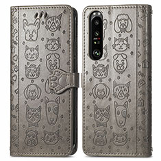 Coque Portefeuille Motif Fantaisie Livre Cuir Etui Clapet S03D pour Sony Xperia 1 III Gris