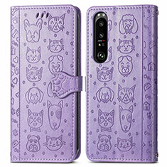 Coque Portefeuille Motif Fantaisie Livre Cuir Etui Clapet S03D pour Sony Xperia 1 III Violet