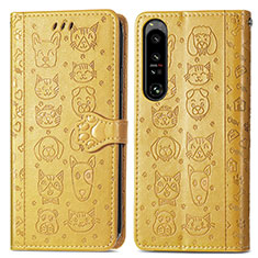 Coque Portefeuille Motif Fantaisie Livre Cuir Etui Clapet S03D pour Sony Xperia 1 IV Jaune