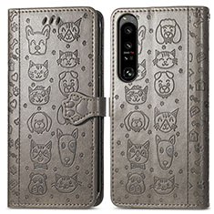 Coque Portefeuille Motif Fantaisie Livre Cuir Etui Clapet S03D pour Sony Xperia 1 IV SO-51C Gris