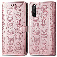 Coque Portefeuille Motif Fantaisie Livre Cuir Etui Clapet S03D pour Sony Xperia 10 III SO-52B Or Rose