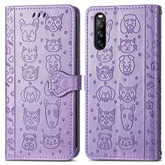 Coque Portefeuille Motif Fantaisie Livre Cuir Etui Clapet S03D pour Sony Xperia 10 III SO-52B Violet