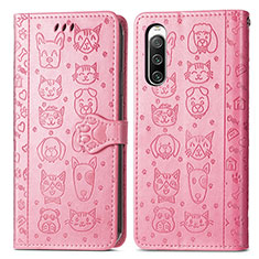 Coque Portefeuille Motif Fantaisie Livre Cuir Etui Clapet S03D pour Sony Xperia 10 IV Rose